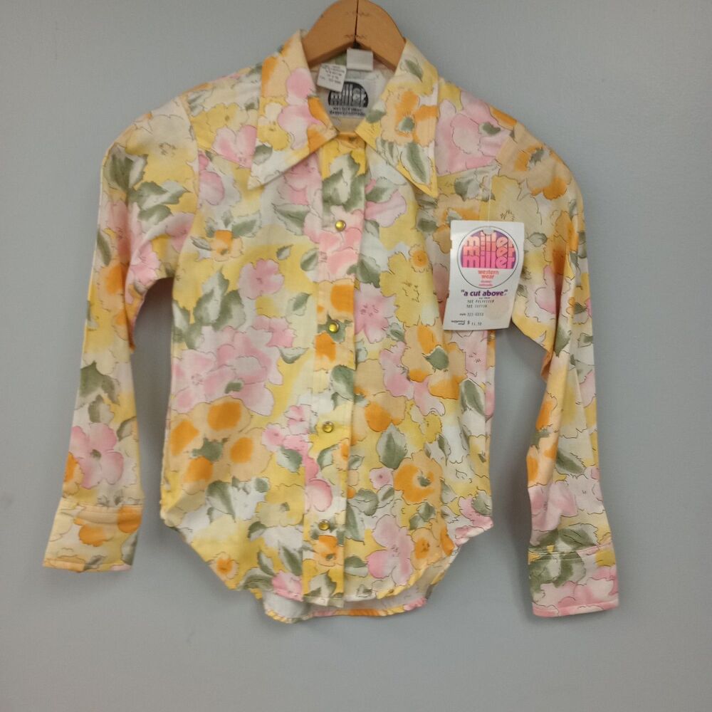 Vintage Girls L/S Miller Western Wear  Floral Size 6 Pearl Snap NWT WPL 10649.